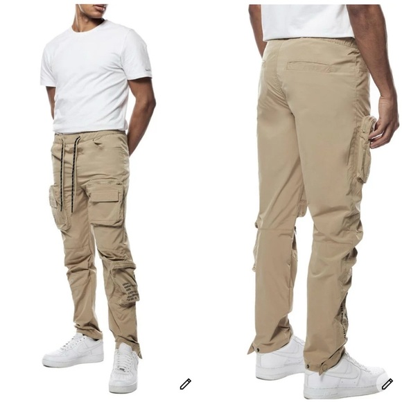Smoke Rise Printed Nylon Utility Pants Khaki Size L Gorpcore Streetwear Cargo - Picture 2 of 11